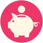 Round icon, flat design, vector illustration